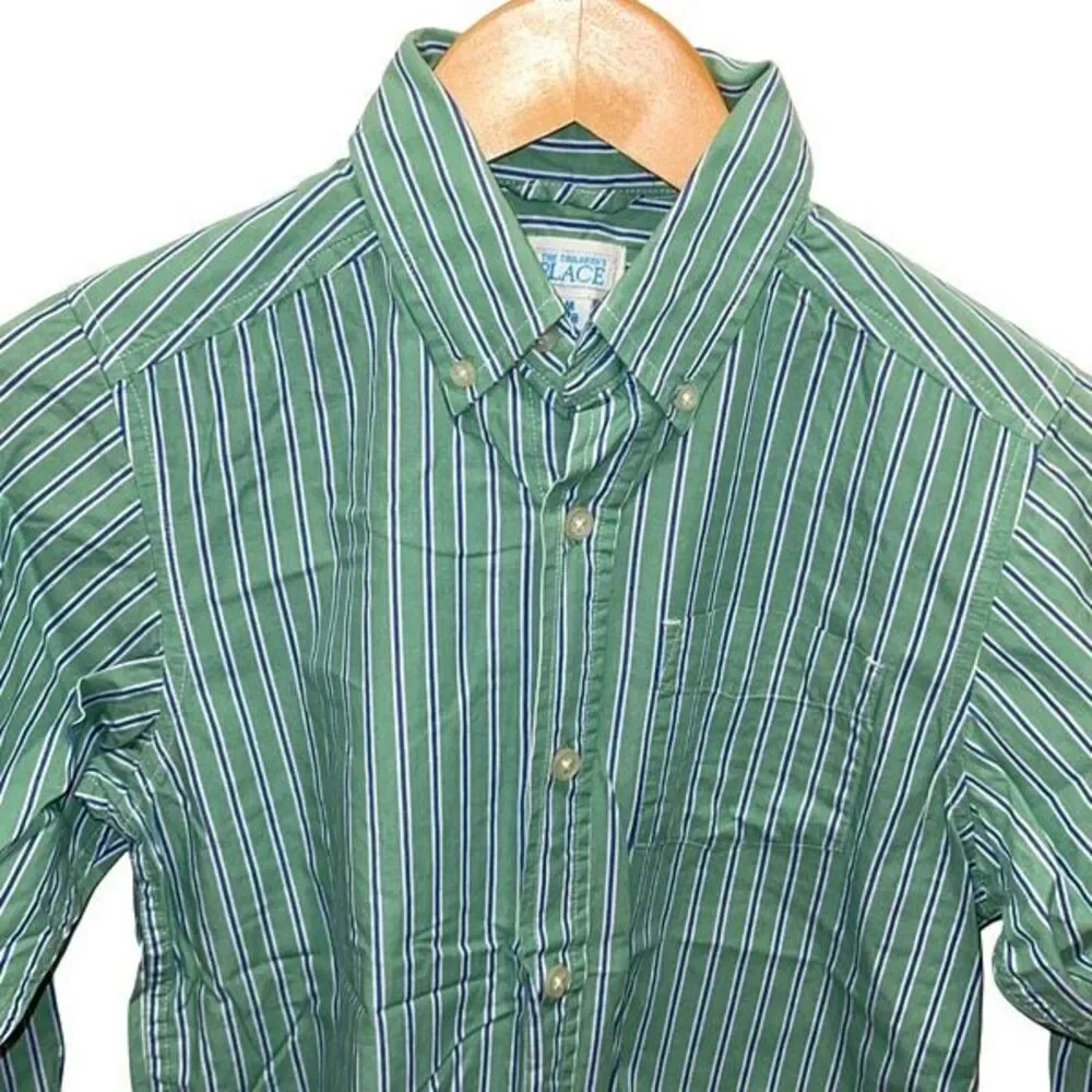 The Children's Place Long Sleeve Stripped   Button‎ Front Shirt Boys size Medium